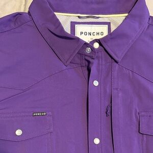 Poncho Men's Casual Purple Button Down Shirt